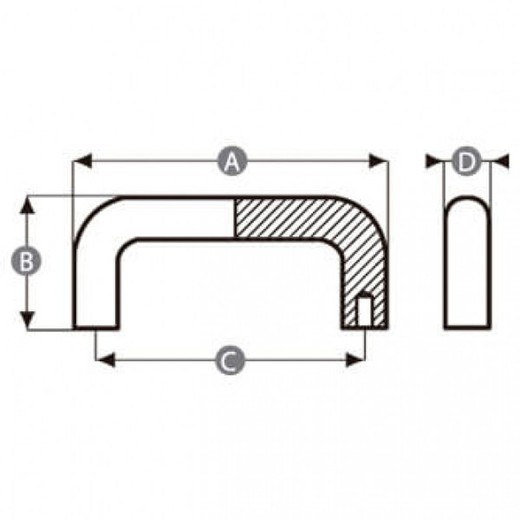 Asa puente de aluminio negro roscado