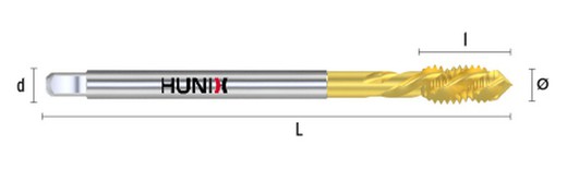 Macho helicoidal de titanio mango fino 376/374c